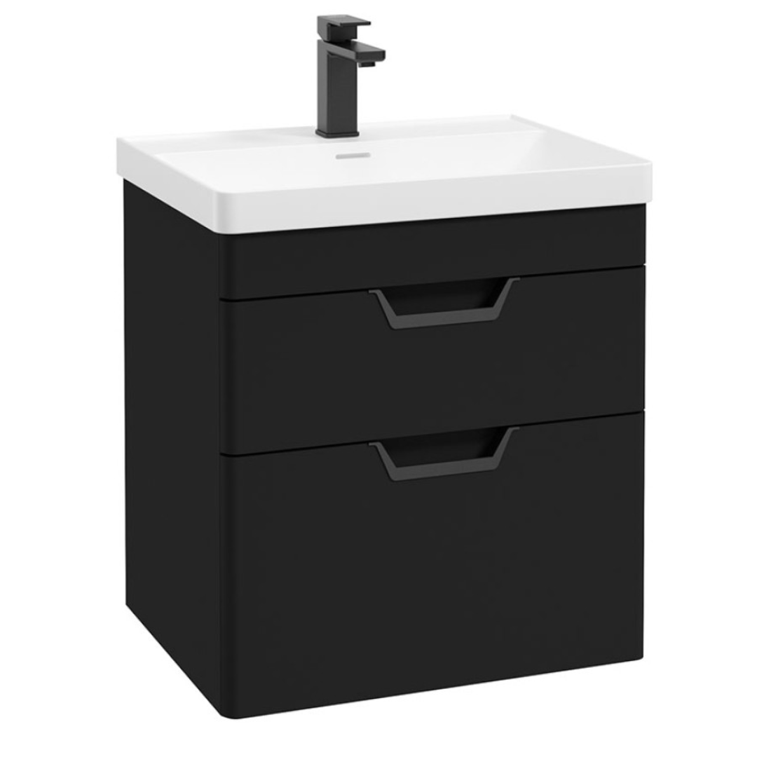 matt black vanity unit 2 drawer