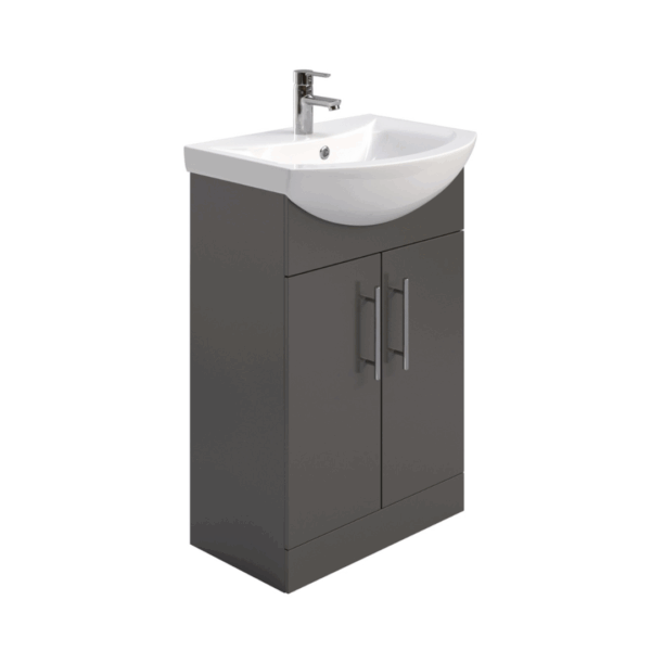 Belmont 55cm Floor Standing Vanity Unit - Gloss Grey